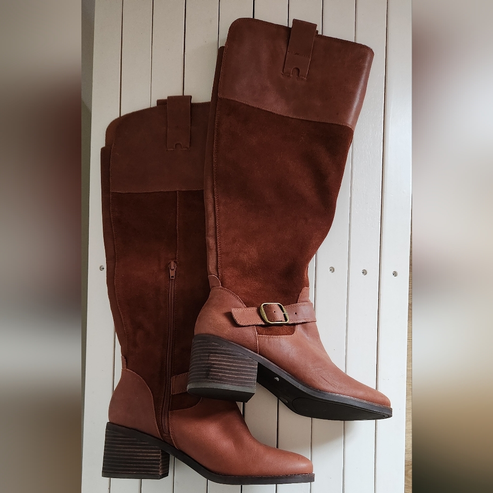 Lucky Brand  KAILAN  Leather Closed Toe Knee High Fashion Rye Brown.size: 9M